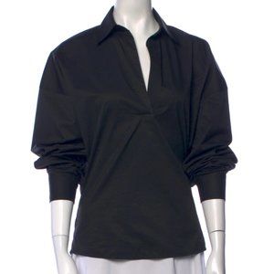 Celine V-neck three quarter sleeve blouse - black - EUC